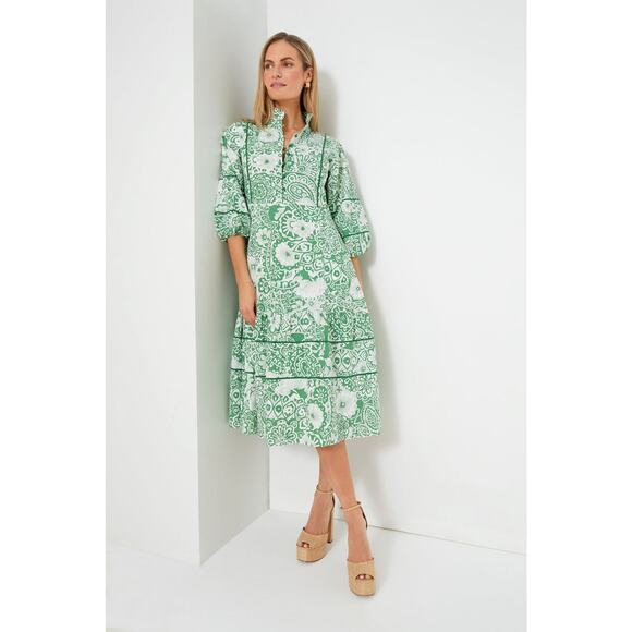 HYACINTH HOUSE Green and White Floral Hillsborough Midi Dress Size XS NWT - Picture 7 of 8